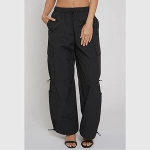 Black Nylon Cargo Pants